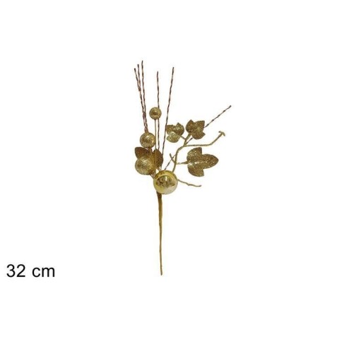 SPILLONE 32CM GLITTERATO CON PALLE E FILI LAMINATI ORO